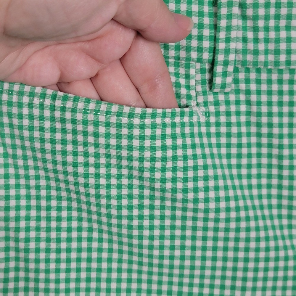 Talbots Skimmer Pants 6 Green Gingham Check Cropped Cotton Coastal Preppy Classy - Picture 3 of 14